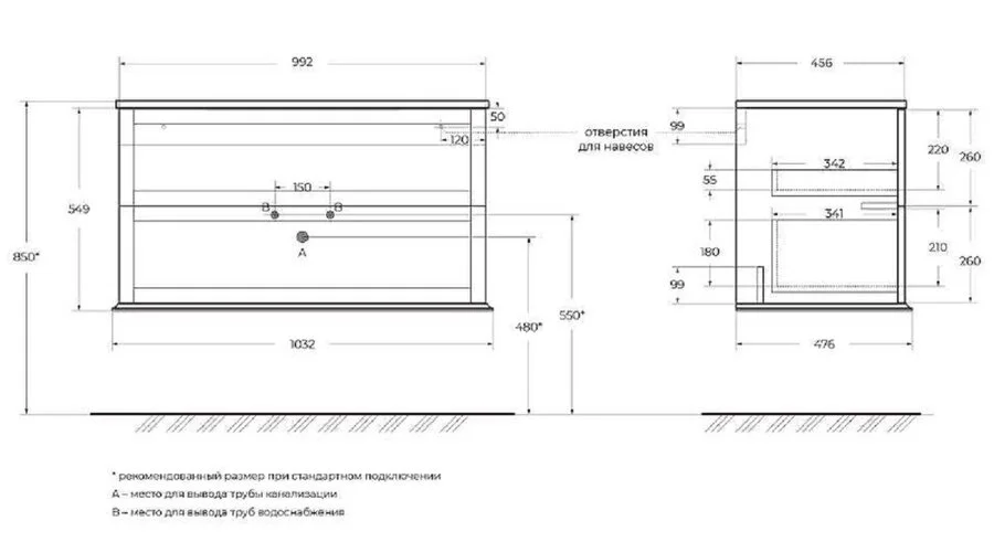 Тумба под раковину подвесная Cezares Tiffany 105 см verde opaco, в наличии - фото 2