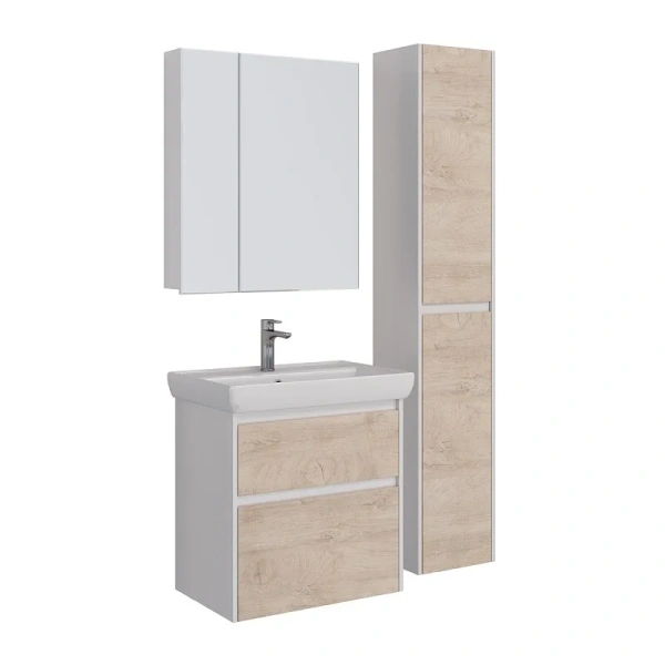 Тумба с раковиной Lemark Combi LM03C70T 70 см с выдвижными ящиками, белая, бежевая, серая, комбинированная - фото 7