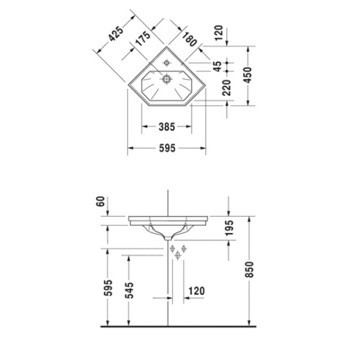 Раковина Duravit 1930 59.5 см угловая - фото 3