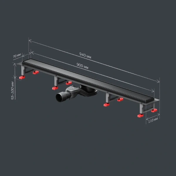 Душевой лоток Am.Pm MasterFlow 90 см черный матовый - фото 4