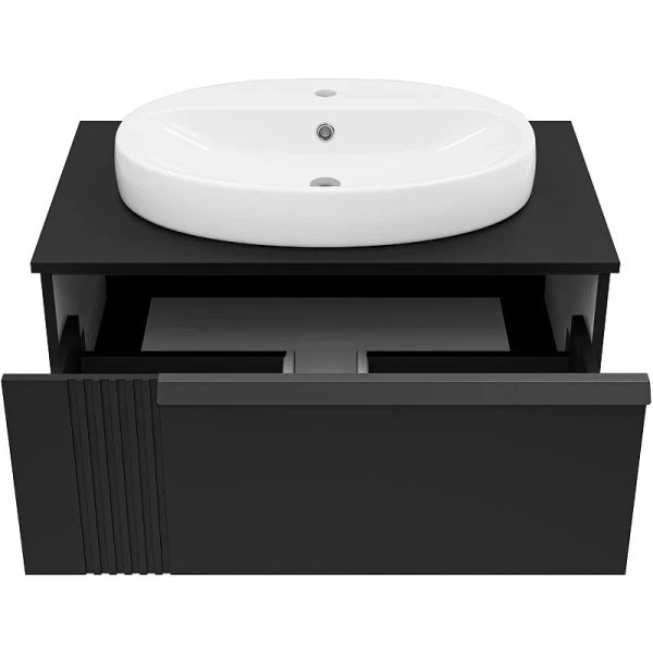 Тумба под раковину подвесная Brevita Savoy 80 см черная, под накладную раковину - фото 5