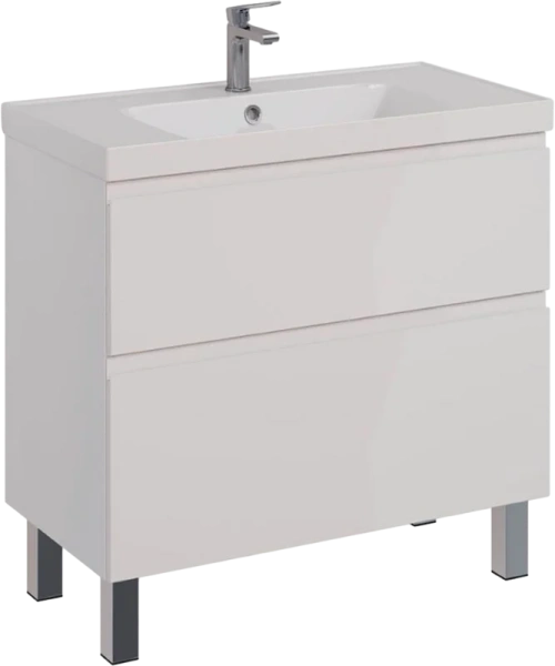 Тумба под раковину подвесная Lemark Veon 90 см белый глянец, подвесная, пристенная - фото 4