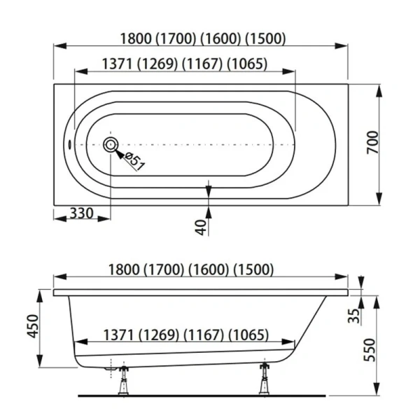 Ванна акриловая Vagnerplast Kasandra 160×70 см прямоугольная - фото 3