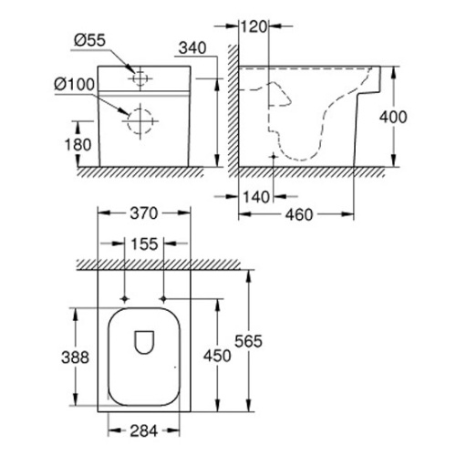 Унитаз напольный приставной безободковый Grohe Cube Ceramic 3948500H - фото 4