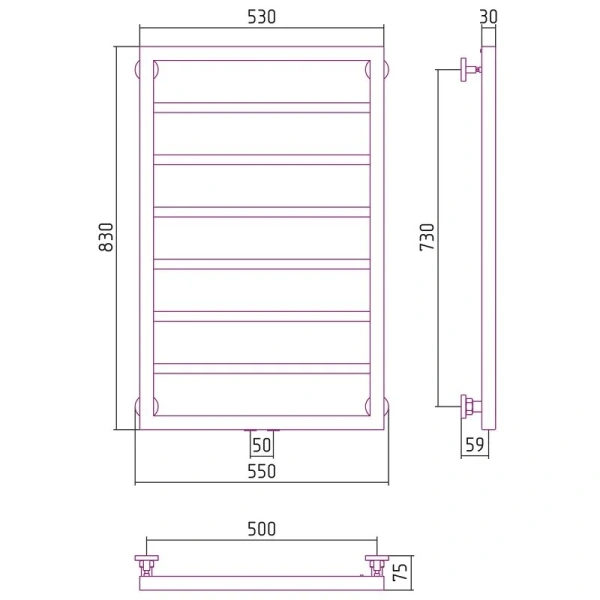 Полотенцесушитель водяной Сунержа Канцлер 50х80 см без покрытия, современные, hi-tech - фото 2