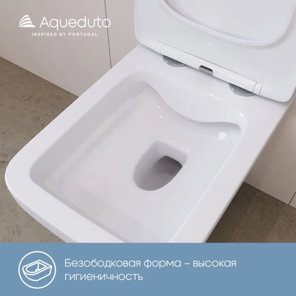 Унитаз подвесной Aqueduto ESTETA белый глянцевый, безободковые, сиденье с микролифтом , с антивсплеском - фото 5