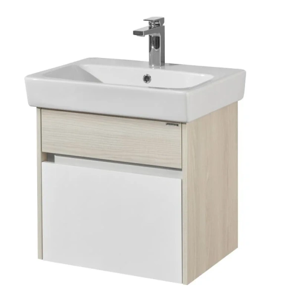 Тумба с раковиной подвесная Акватон Верди 60 см белая/ясень фабрик - фото 1