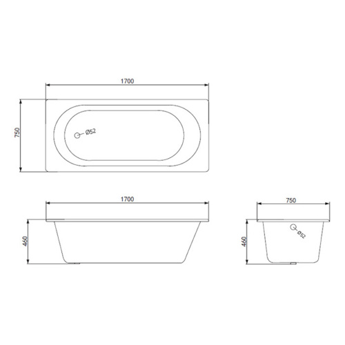 Ванна чугунная с противоскользящим покрытием, с ручками, 170х75 см, Timo Standart 3V, глубокие - фото 3