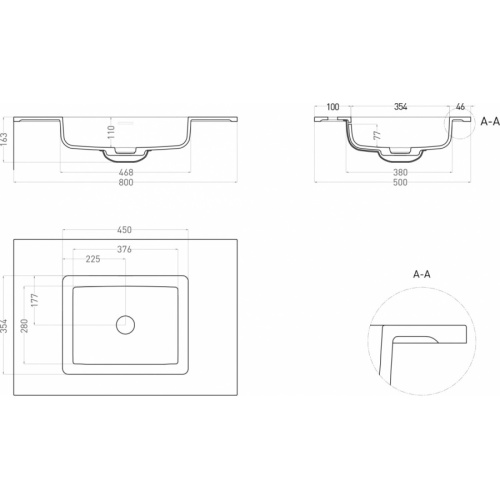 Раковина Salini Onda 80 см покраска по RAL полностью - фото 2