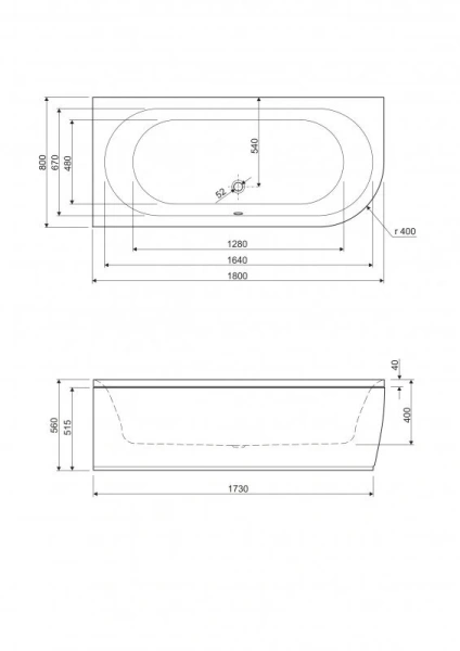 Ванна акриловая Cezares Metauro 180х80 см белая, левосторонняя, современныe, hi-tech - фото 3