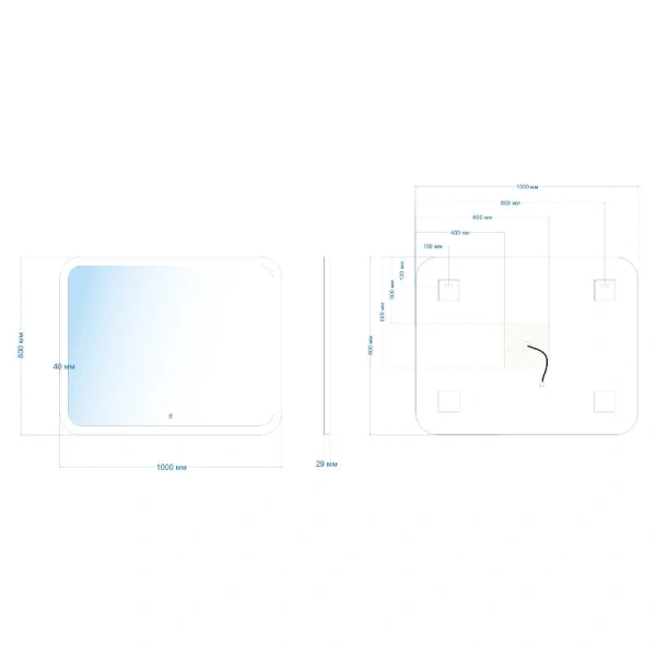 Зеркало с подсветкой Abber See 100 см с диммером - фото 3