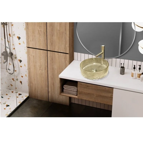 Раковина Abber Glas 40 см золото, накладные (на столешницу) - фото 3