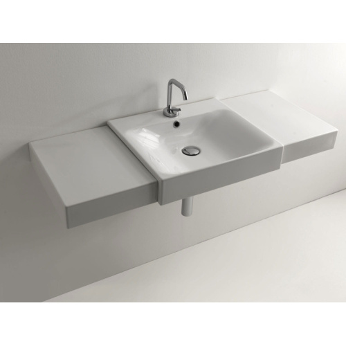 Раковина полувстраиваемая, с одним отверстием под смеситель, цвет белый Kerasan Cento 3548bi*1 - фото 2