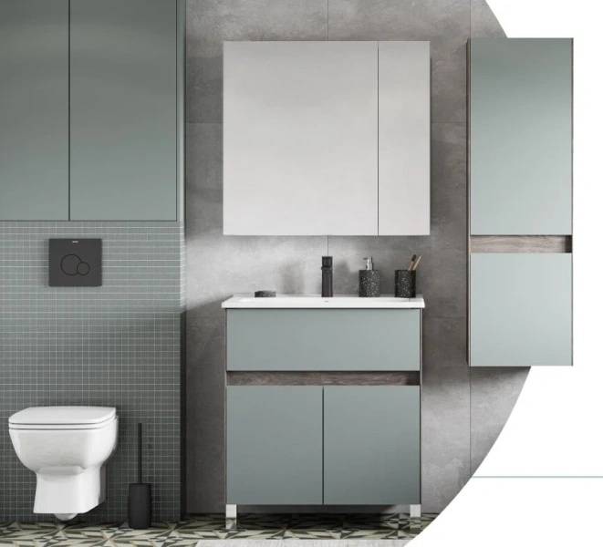 Шкаф-пенал подвесной Акватон Форест 40 см дуб рошелье/сумеречный голубой, 40 см - фото 3