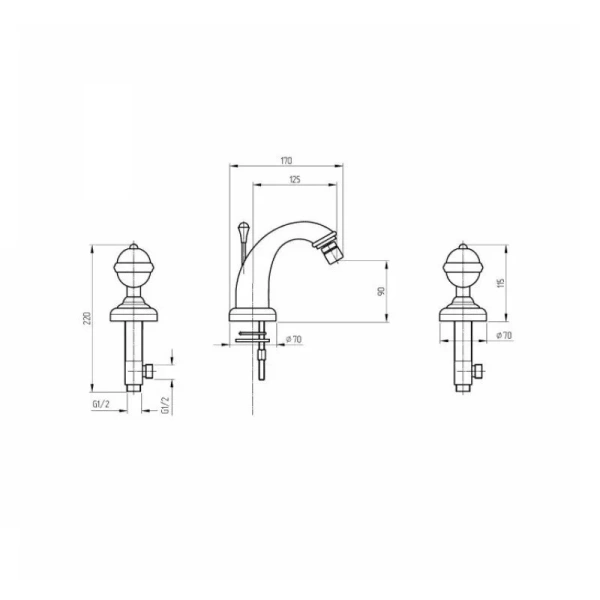 Смеситель для биде Migliore Cristalia с донным клапаном - фото 2