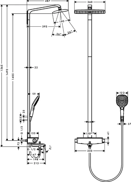 Душевая система Hansgrohe Raindance Select 27113400 хром-белый, современные, hi-tech - фото 2