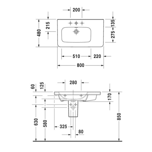 Раковина со столешницей Duravit Durastyle 232580, 232680 - фото 2