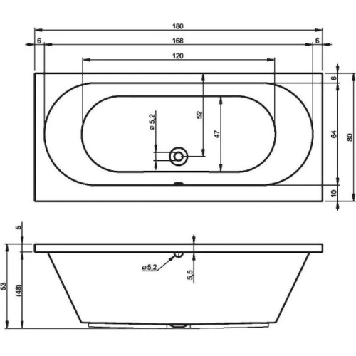 Ванна акриловая Riho Carolina 180х80 см белая - фото 3