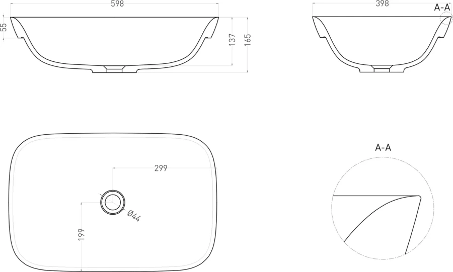 Раковина Salini Marea 02 60 см белый матовый, из камня - фото 7