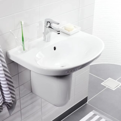 Раковина подвесная на пьедестал Gustavsberg Nautic 55569901 56х43х17.5 см , круглой формы - фото 5