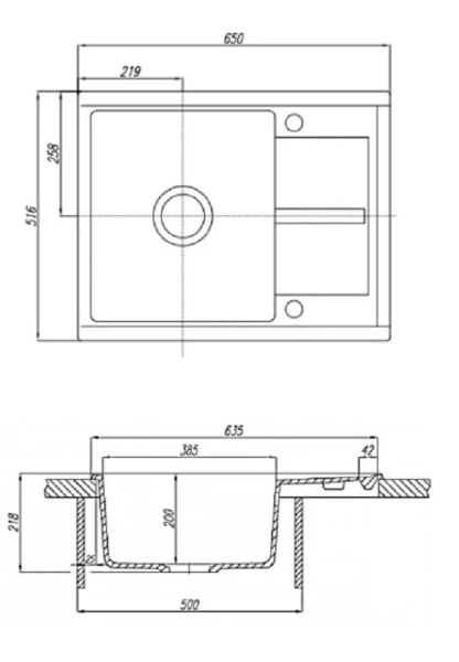 Мойка для кухни Акватон Делия 65 см песочная, прямоугольной формы - фото 4