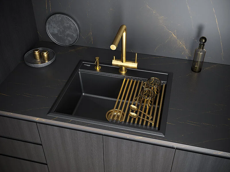 Мойка для кухни Paulmark Stepia 59 см черный металлик, прямоугольной формы - фото 3