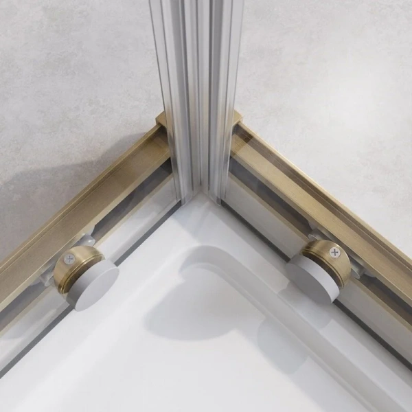 Душевой уголок Cezares Relax 100x100 см профиль брашированное золото стекло прозрачное, 100х100 - фото 5