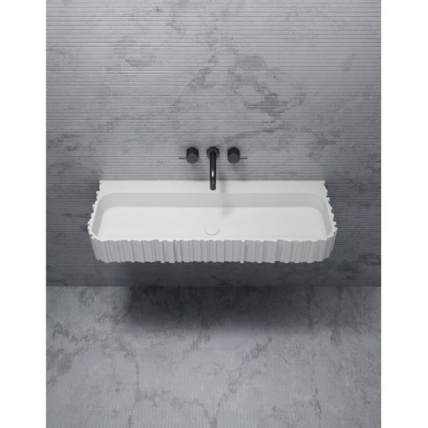 Раковина Abber Stein 100 см белая матовая - фото 3