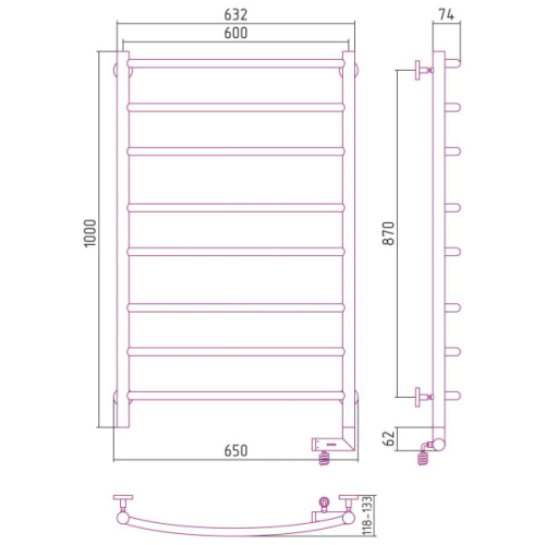 Полотенцесушитель электрический Сунержа Галант 2.0 60x100 см правый - фото 4
