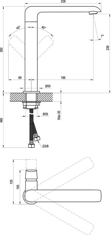 Смеситель для раковины Ravak Flat черный, для раковины - фото 2