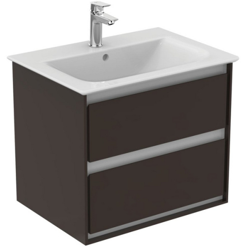 Тумба под раковину подвесная Ideal Standard Connect Air 60 см темно-коричневый матовый, белый матовый - фото 4