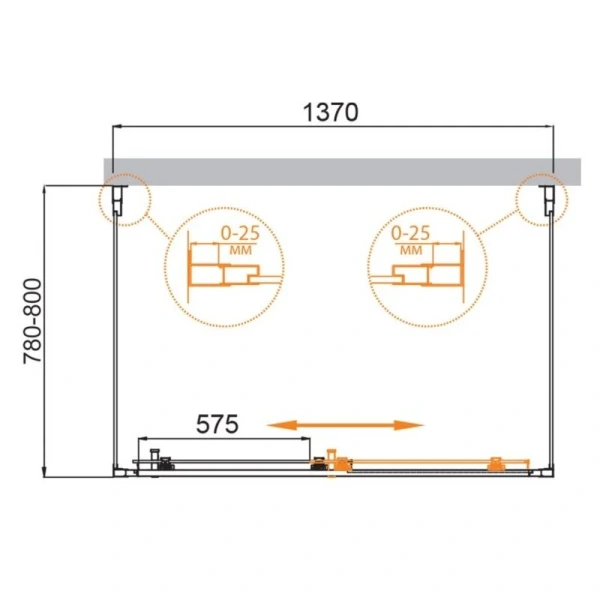 Душевой уголок Cezares Molveno 140х80 см прозрачное стекло - фото 2