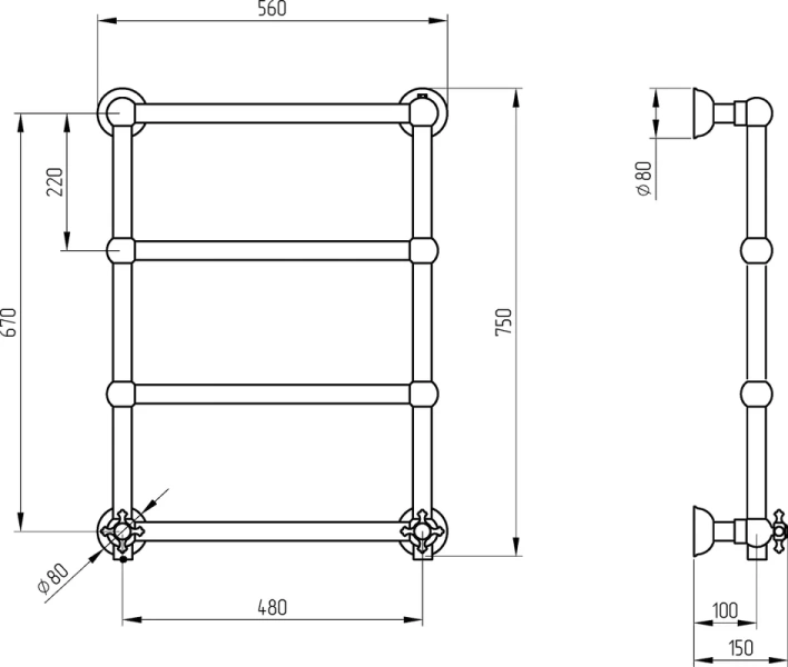 Полотенцесушитель электрический Migliore Colosseum 56х75 см золото, подключение слева - фото 3