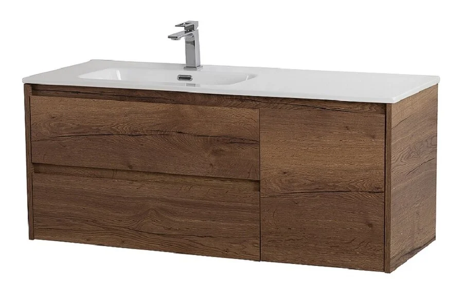 Тумба под раковину подвесная BelBagno Kraft 120 см левосторонняя Rovere Tabacco, современная, hi-tech - фото 3