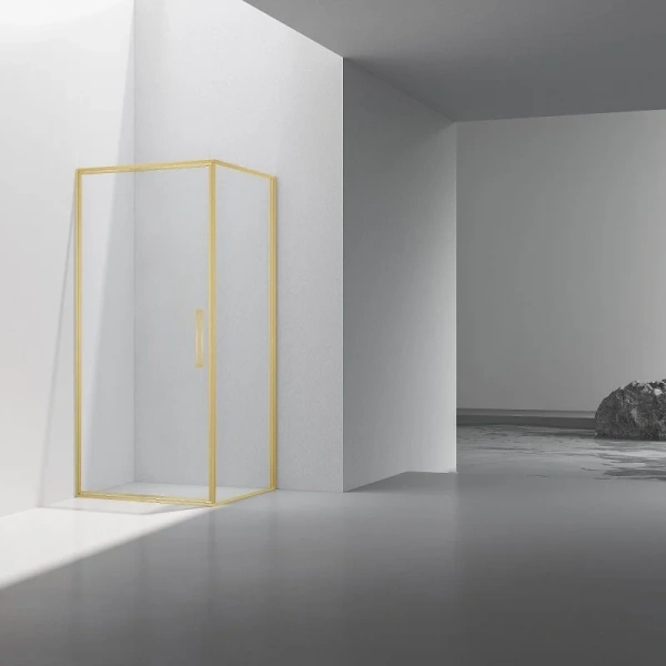 Душевой уголок Vincea Slim 100x90 см брашированное золото стекло прозрачное - фото 1