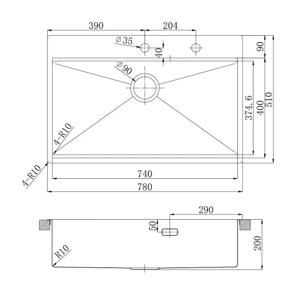 Мойка для кухни Lemark Iordana 78 см светлое золото, врезные - фото 2