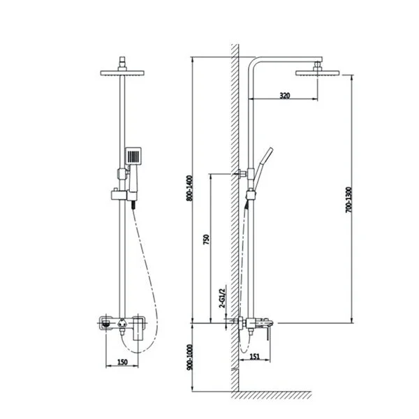Душевая стойка Timo Selene SX-1030 с тропическим душем, с изливом - фото 5