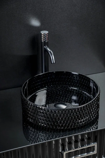 Раковина Boheme Monaco 39 см круглая, черная, накладные (на столешницу), пристенные - фото 3