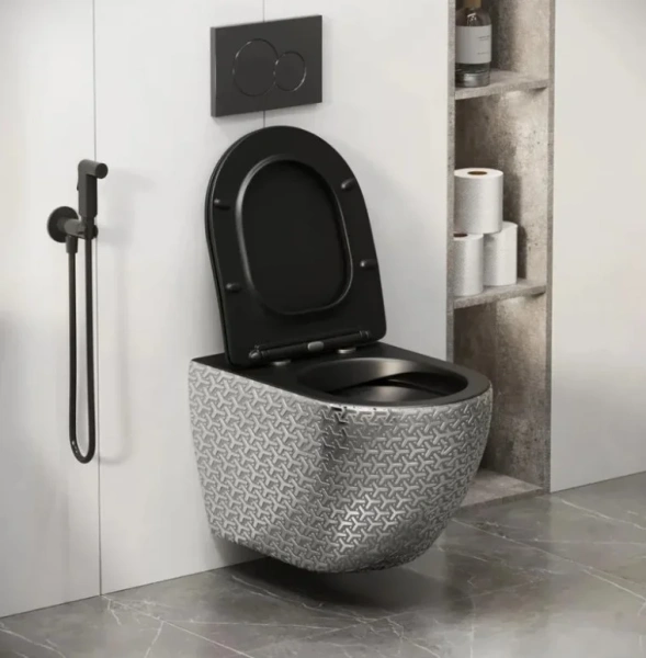 Унитаз подвесной Grossman Color серебро/черный - фото 4