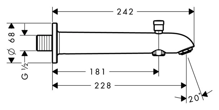 Излив для ванны с переключателем Hansgrohe 13424000 - фото 2