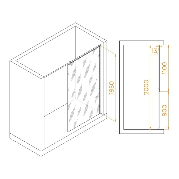 Душевая перегородка RGW Walk In WA-034 110 см профиль хром, стекло прозрачное, современные, hi-tech - фото 2