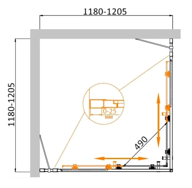Душевой уголок Cezares Molveno 120х120 см стекло прозрачное профиль оружейная сталь - фото 2