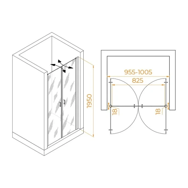 Душевая дверь в нишу RGW Passage PA-104 060810410-1 100 см распашная - фото 2