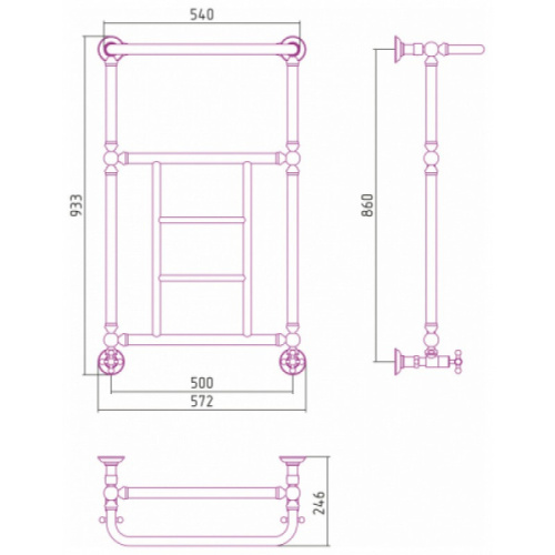 Полотенцесушитель водяной Сунержа Ренессанс 50х86 см золотой шелк - фото 3