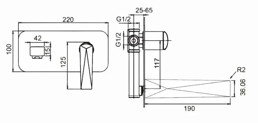 Смеситель для раковины Boheme Venturo с внутренней частью - фото 2