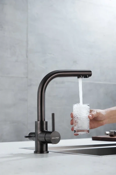 Смеситель для кухни Paulmark Essen вороненая сталь, однорычажные, двухрычажные - фото 8