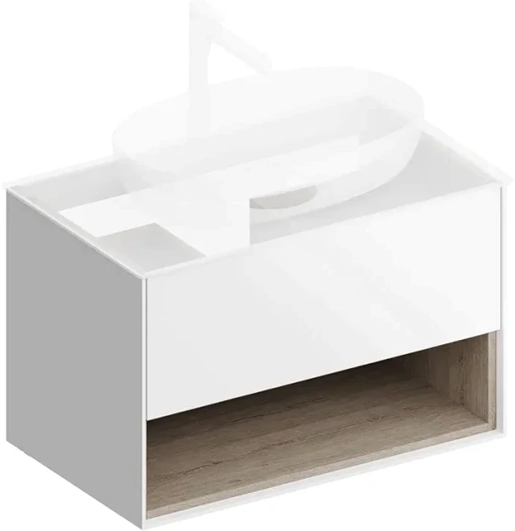 Тумба под раковину подвесная Kerama Marazzi Plaza Modern PLB.M.80.1\WHT 80 см с ящиком и полкой - фото 4