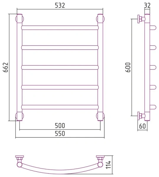 Полотенцесушитель водяной Сунержа Галант+ 50x60 см без покрытия - фото 2