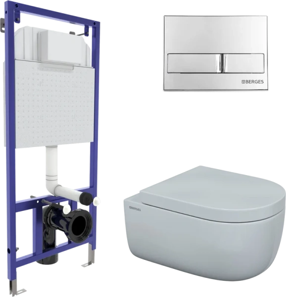 Унитаз с инсталляцией BERGES Ego безободковый - фото 1