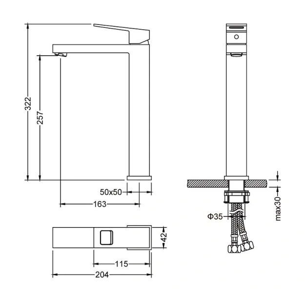 Смеситель для раковины черный Timo Briana 7111 03F , для раковины - фото 2